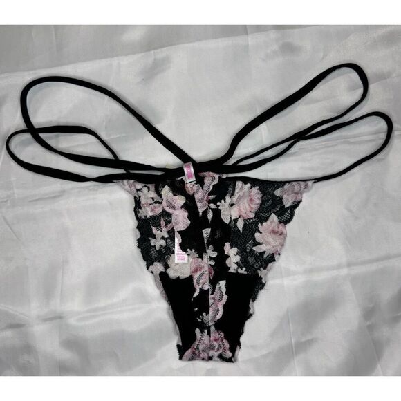 Victoria's Secret pink size large string black and pink lace - Picture 9 of 9